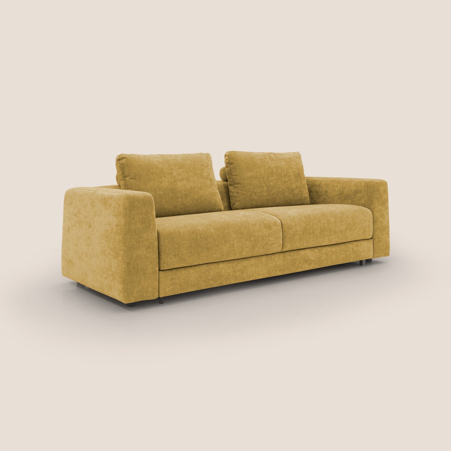 Freia Divano letto minimal materasso h15 cm con morbidi schienali in tessuto impermeabile T14 giallo