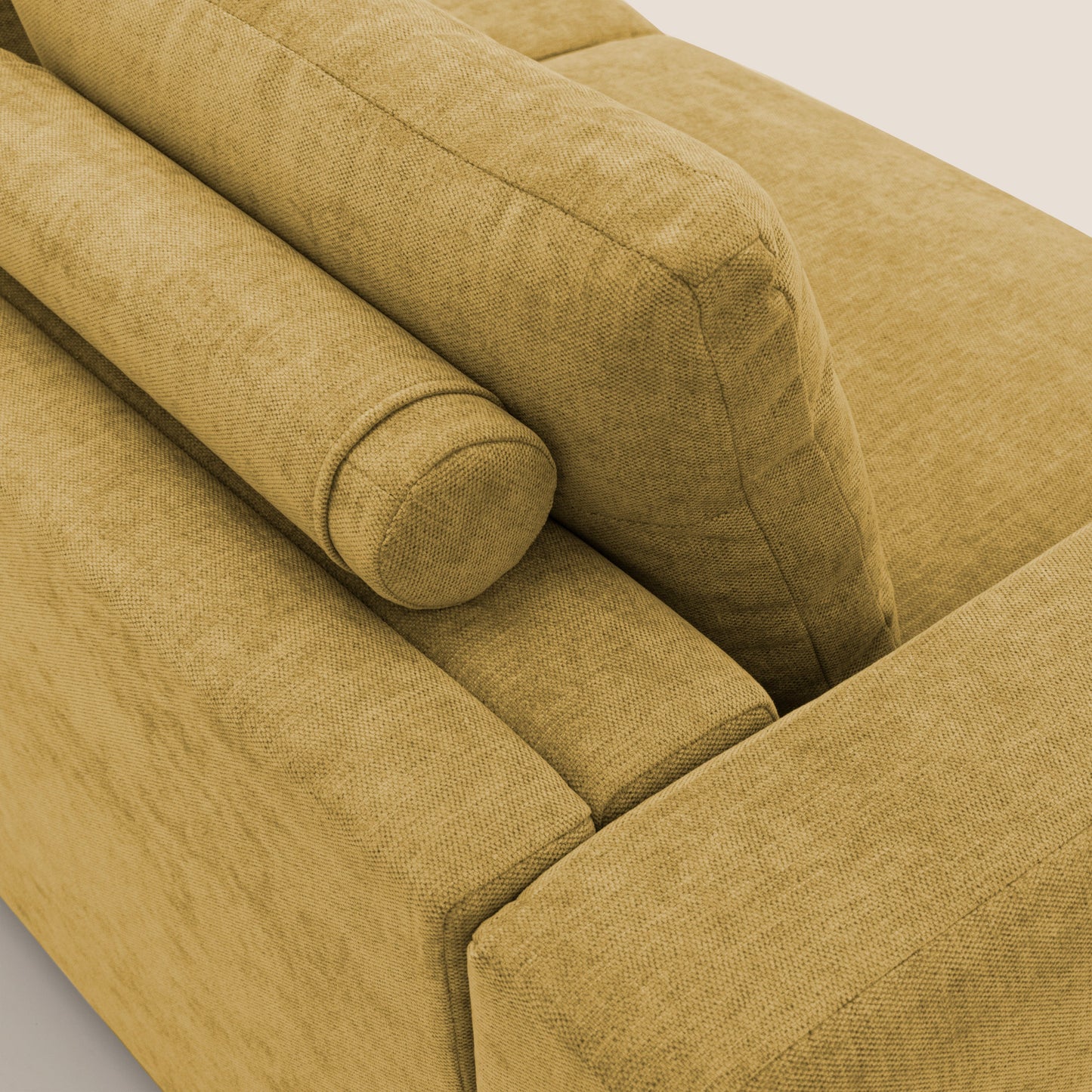 Freia Divano letto minimal materasso h15 cm con morbidi schienali in tessuto impermeabile T14 giallo