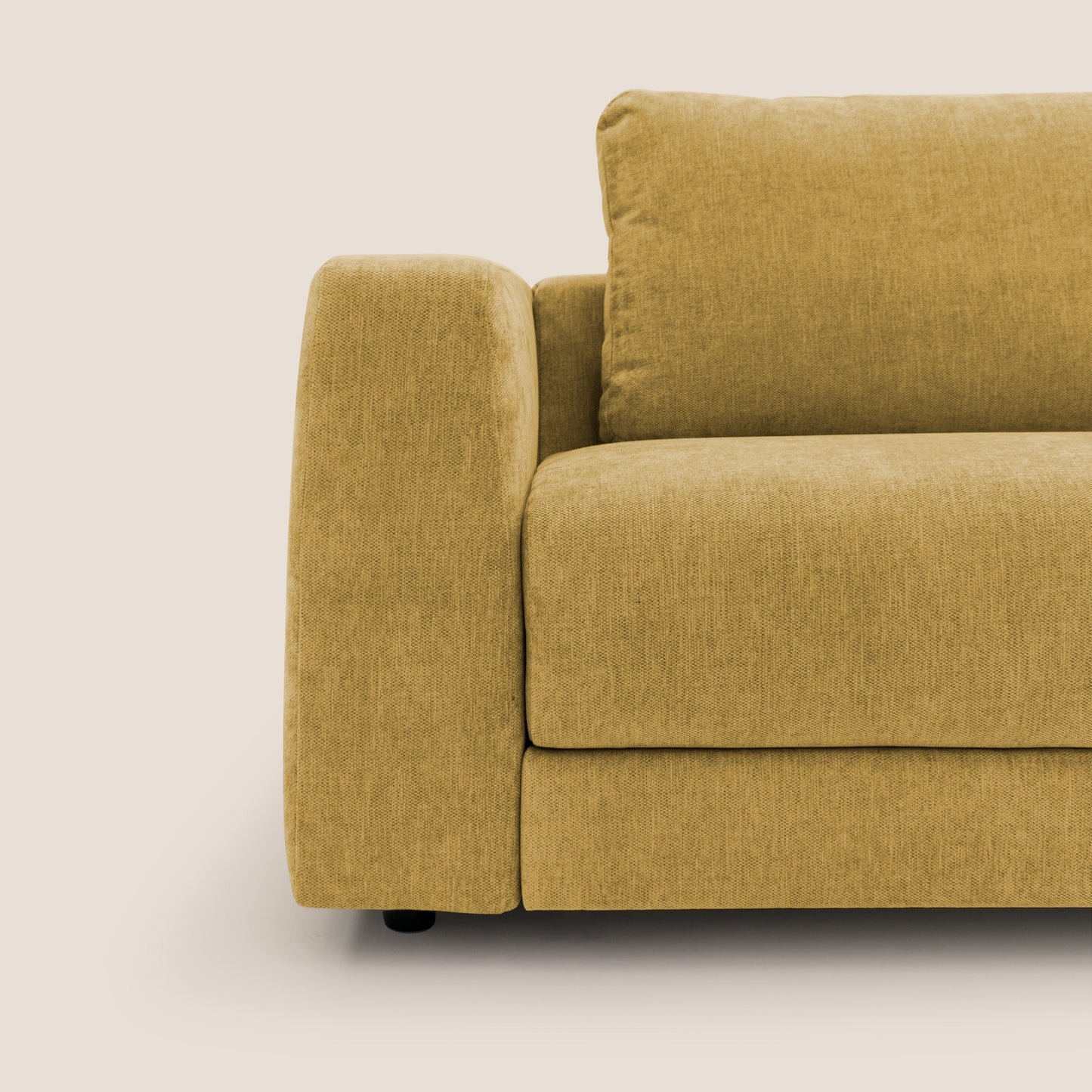 Freia Divano letto minimal materasso h15 cm con morbidi schienali in tessuto impermeabile T14 giallo