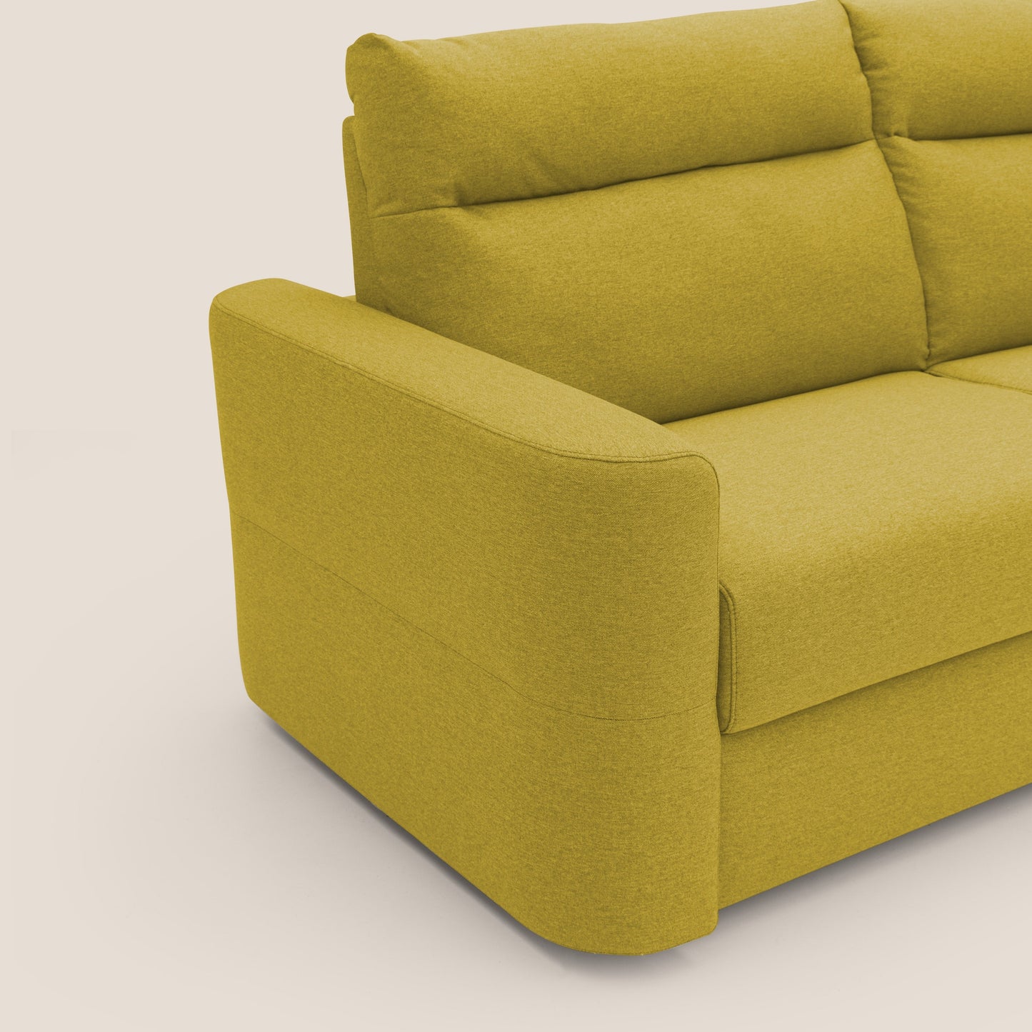 Cupido Divano letto materasso H18 cm e schienale alto in tessuto impermeabile simil cotone T13 giallo