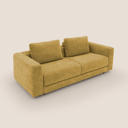Freia Divano letto minimal materasso h15 cm con morbidi schienali in tessuto impermeabile T14 giallo