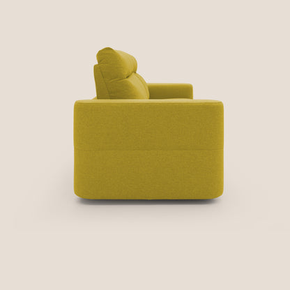 Cupido Divano letto materasso H18 cm e schienale alto in tessuto impermeabile simil cotone T13 giallo