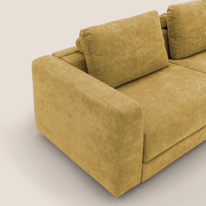 Freia Divano letto minimal materasso h15 cm con morbidi schienali in tessuto impermeabile T14 giallo