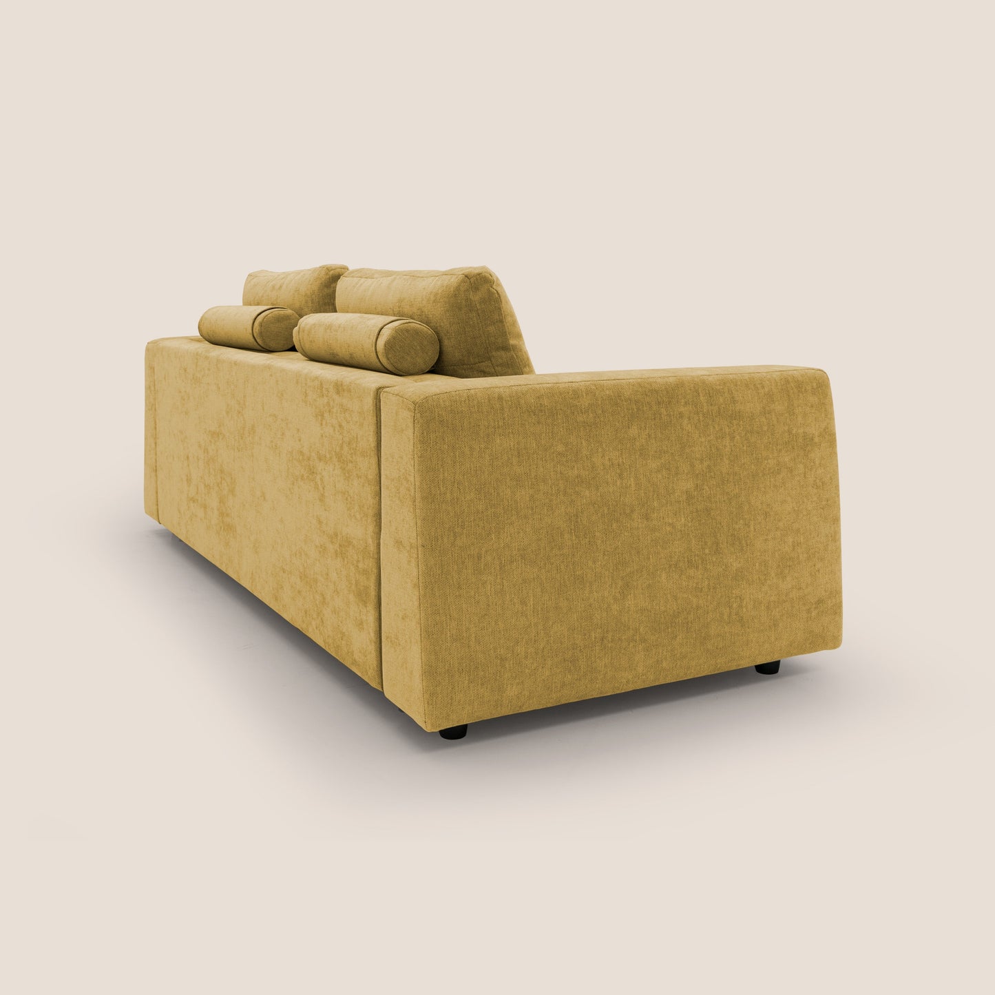 Freia Divano letto minimal materasso h15 cm con morbidi schienali in tessuto impermeabile T14 giallo