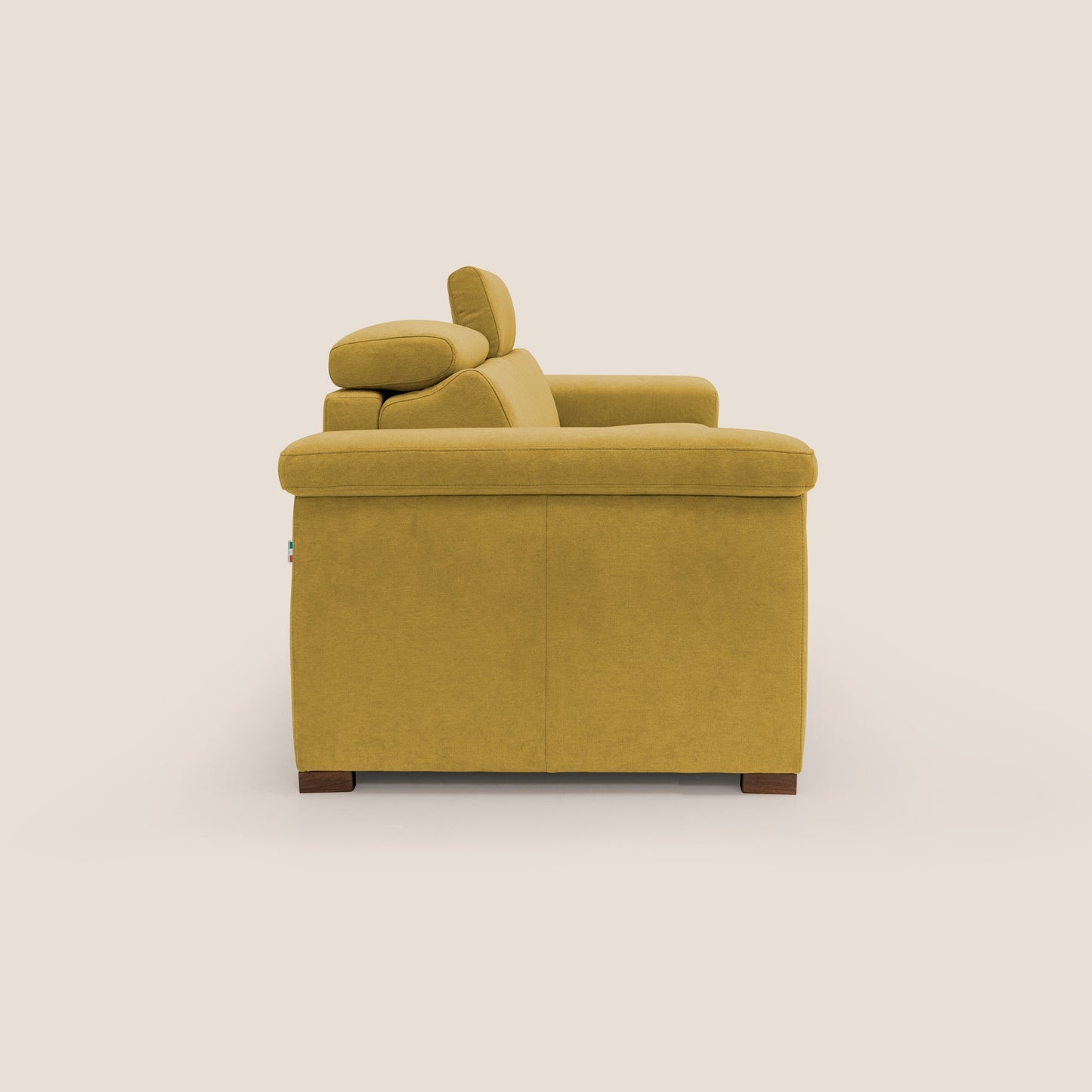 Giunone divano letto con materasso alto 18 cm e poggiatesta reclinabili in tessuto impermeabile T02 giallo 