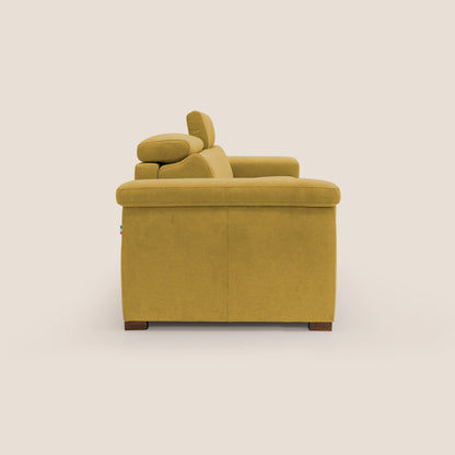 Giunone divano letto con materasso alto 18 cm e poggiatesta reclinabili in tessuto impermeabile T02 giallo 