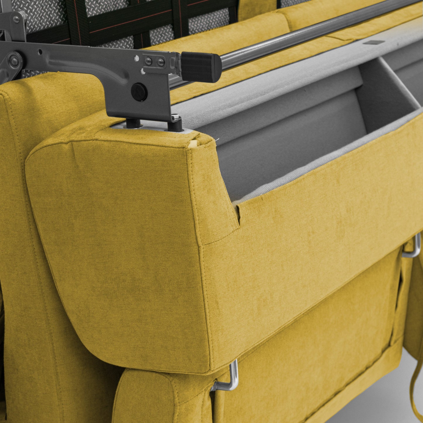 Bjorn divano letto sfoderabile con materasso H18 cm e poggiatesta reclinabili in tessuto impermeabile T02 giallo