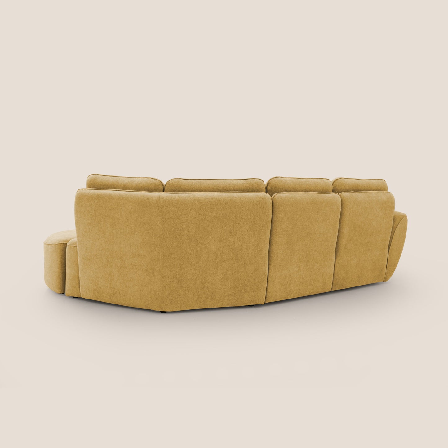 Cerbero divano angolare con pouf mobile in morbido bouclé impermeabile T07 giallo