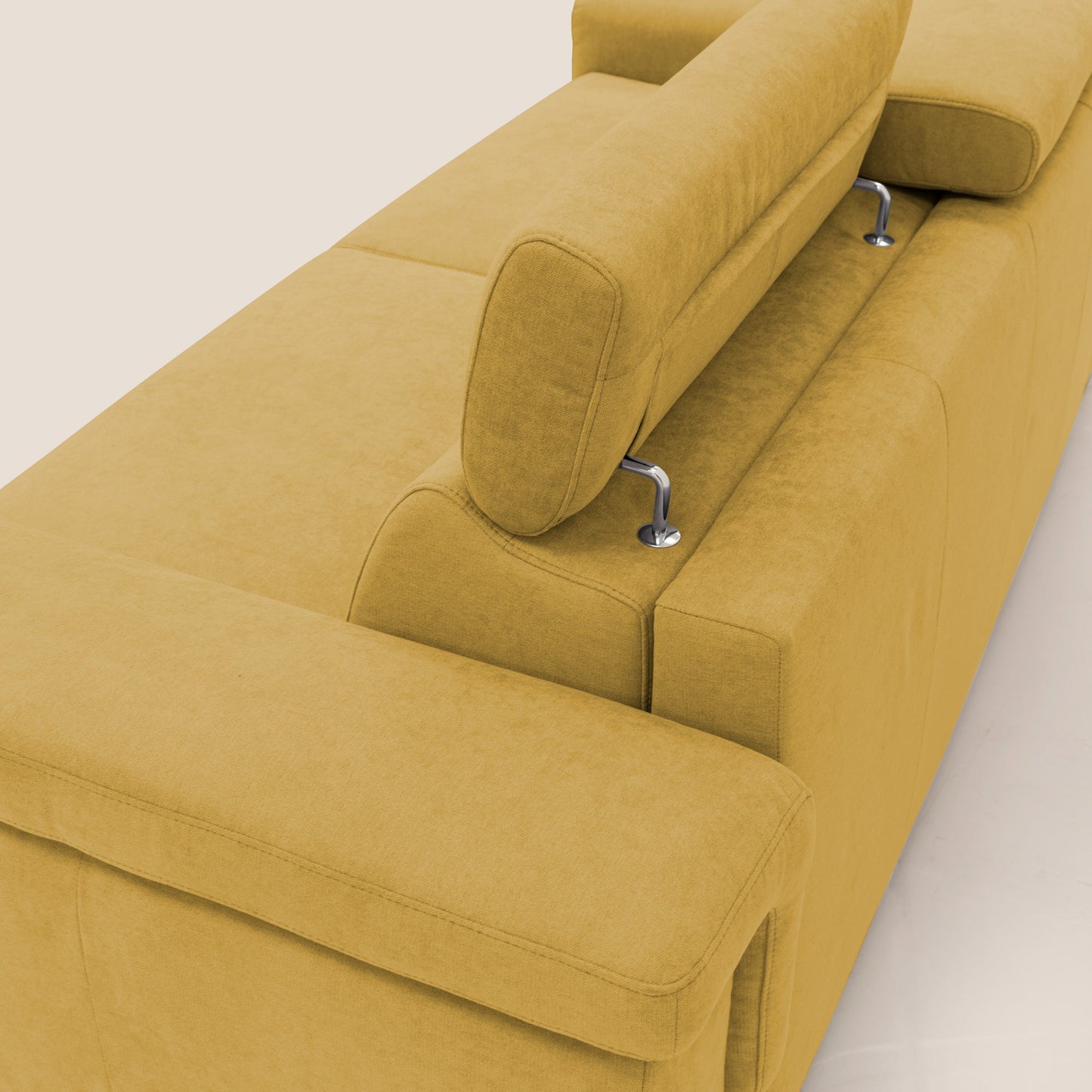 Giunone divano letto con materasso alto 18 cm e poggiatesta reclinabili in tessuto impermeabile T02 giallo 