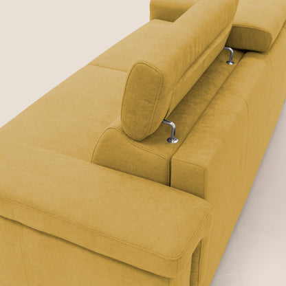 Giunone divano letto con materasso alto 18 cm e poggiatesta reclinabili in tessuto impermeabile T02 giallo 