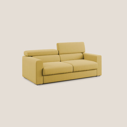 Dylan divano allungabile con pouf estraibile poggiapiedi in tessuto simil cotone impermeabile T13 giallo