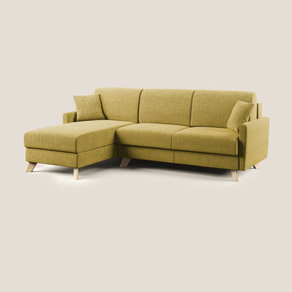 Edgar divano letto angolare 243 cm sinistro (mat. 120x197) con RETE A DOGHE in tessuto felis impermeabile T03 giallo