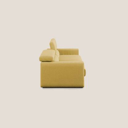 Dylan divano allungabile con pouf estraibile poggiapiedi in tessuto simil cotone impermeabile T13 giallo