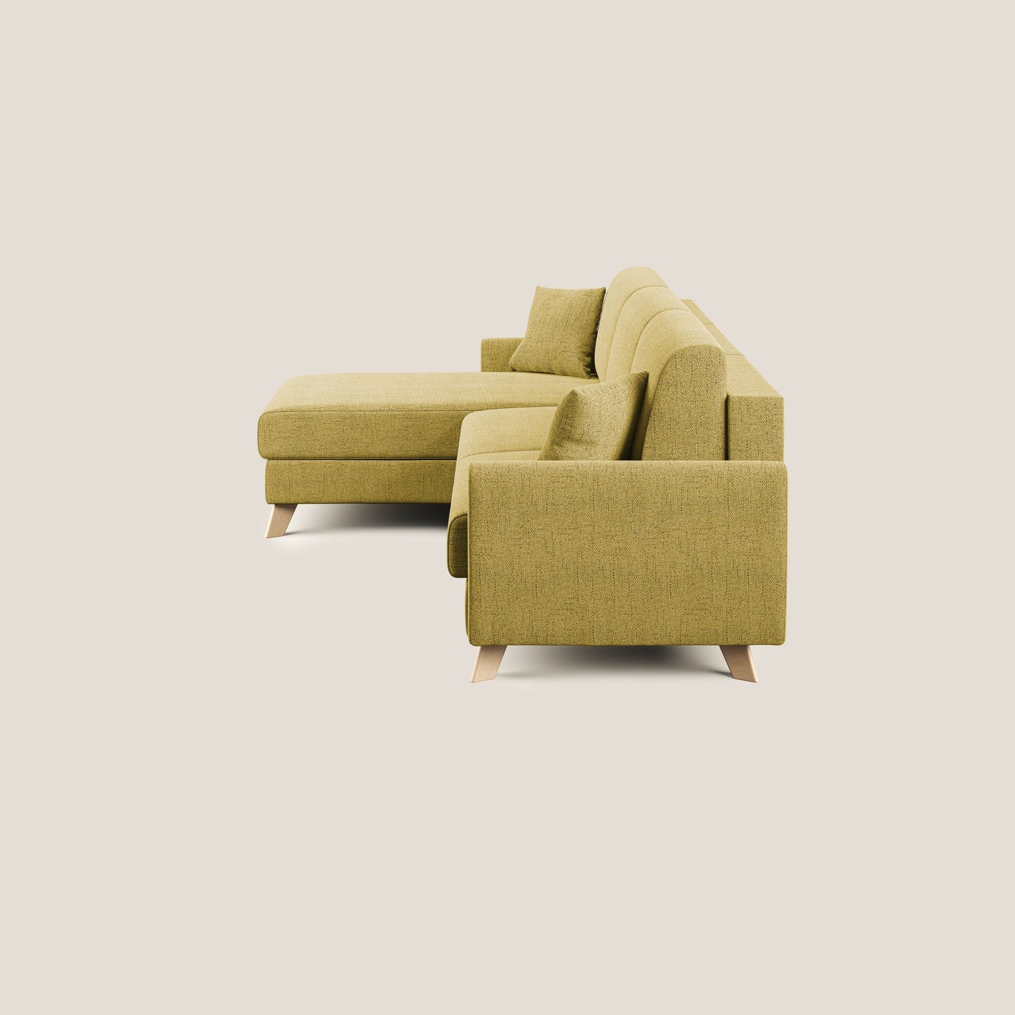 Edgar divano letto angolare 243 cm sinistro (mat. 120x197) con RETE A DOGHE in tessuto felis impermeabile T03 giallo