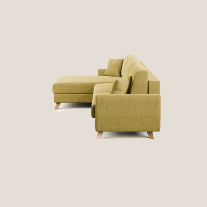 Edgar divano letto angolare 243 cm sinistro (mat. 120x197) con RETE A DOGHE in tessuto felis impermeabile T03 giallo