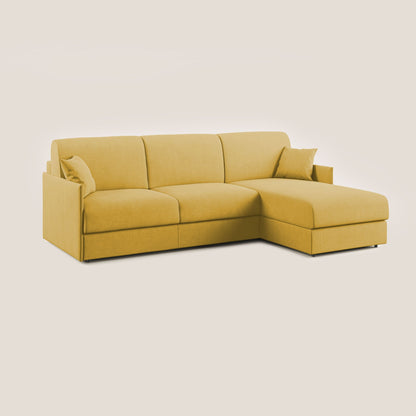Evans Divano letto angolare con penisola in morbido tessuto impermeabile T02 giallo