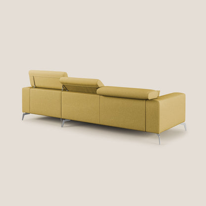 Blade Divano moderno angolare con poggiatesta reclinabili in tessuto impermeabile simil-cotone T13 giallo