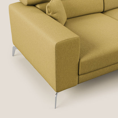 Blade Divano moderno angolare con poggiatesta reclinabili in tessuto impermeabile simil-cotone T13 giallo