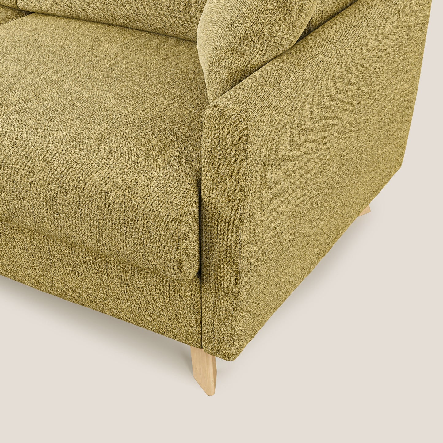 Edgar divano letto angolare 243 cm sinistro (mat. 120x197) con RETE A DOGHE in tessuto felis impermeabile T03 giallo