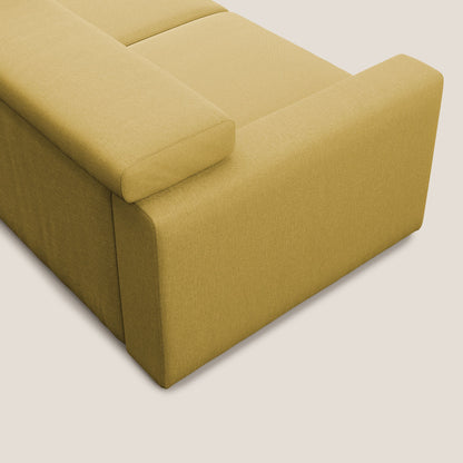 Dylan divano allungabile con pouf estraibile poggiapiedi in tessuto simil cotone impermeabile T13 giallo