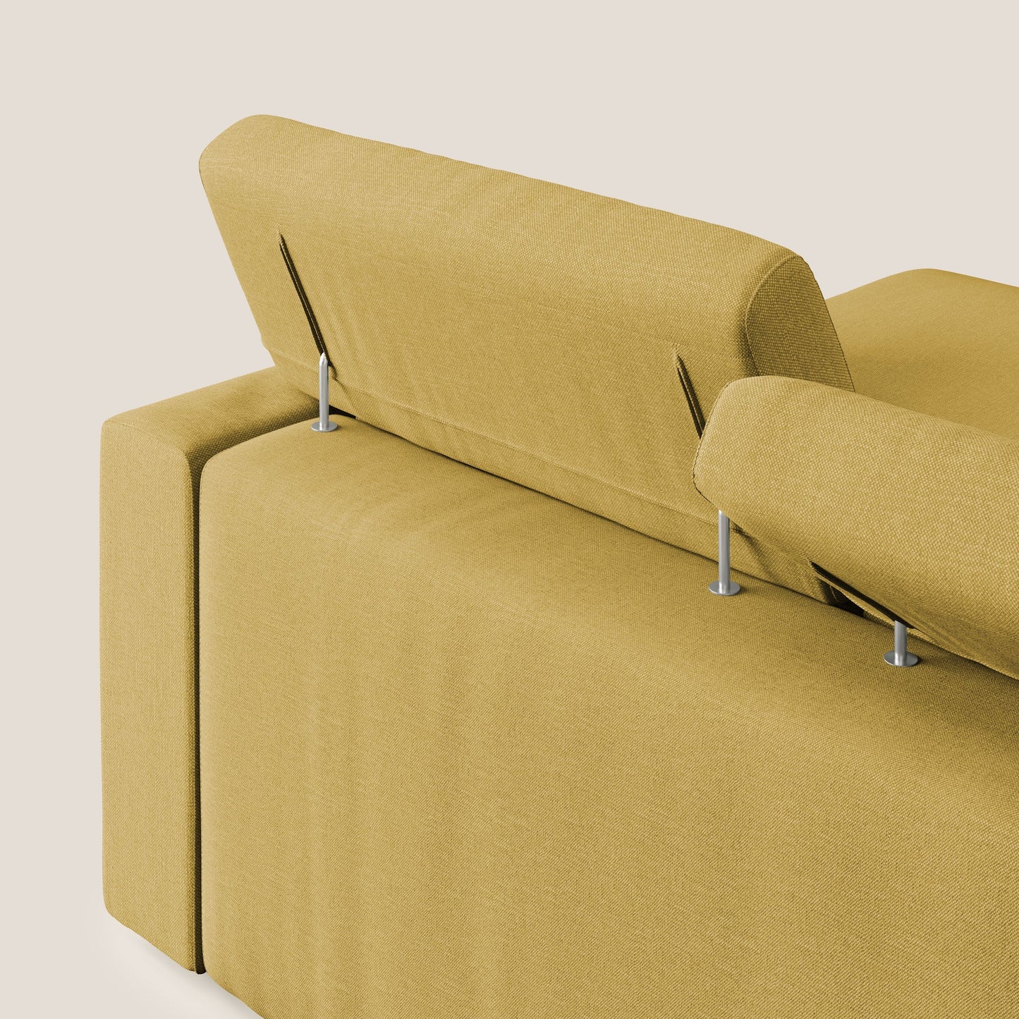 Dylan divano angolare con pouf estraibile poggiapiedi in tessuto simil cotone impermeabile T13 giallo