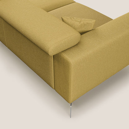 Blade Divano moderno angolare con poggiatesta reclinabili in tessuto impermeabile simil-cotone T13 giallo