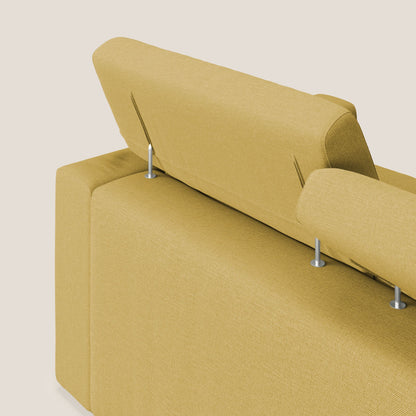 Dylan divano a 3 sedute con pouf estraibile poggiapiedi in tessuto simil cotone impermeabile T13 giallo