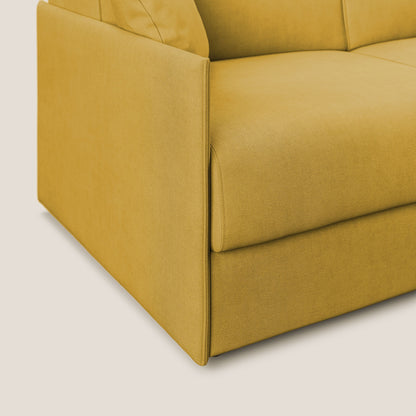 Evans Divano letto angolare con penisola in morbido tessuto impermeabile T02 giallo