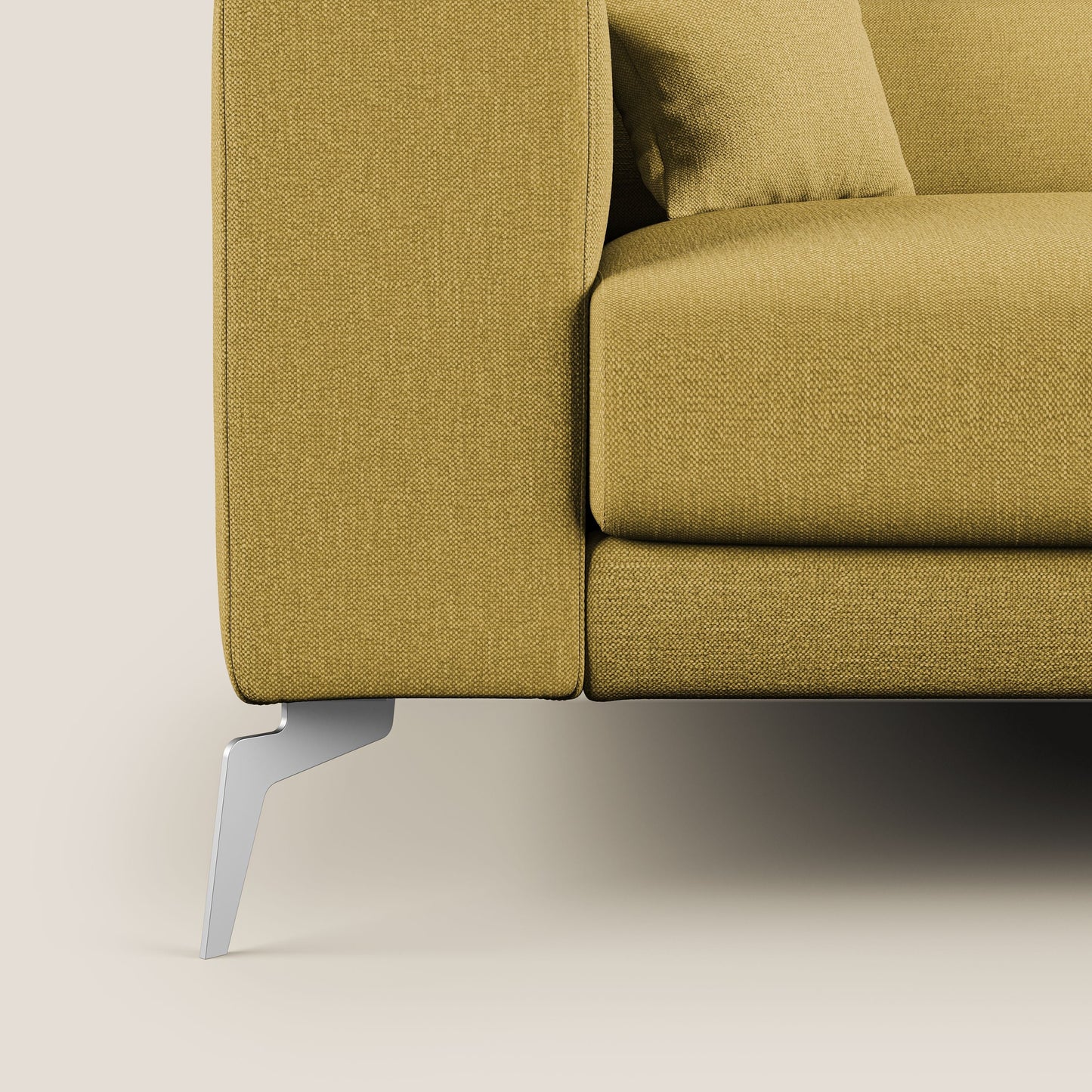Blade Divano moderno angolare con poggiatesta reclinabili in tessuto impermeabile simil-cotone T13 giallo