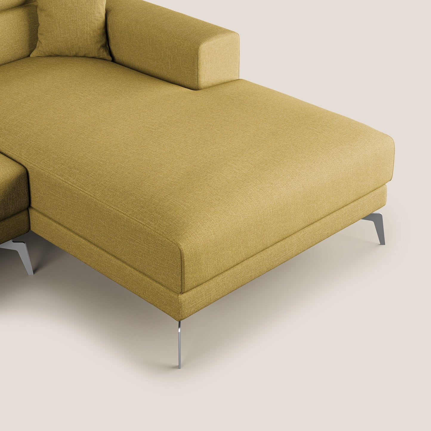 Blade Divano moderno angolare con poggiatesta reclinabili in tessuto impermeabile simil-cotone T13 giallo