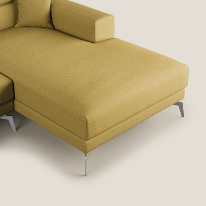 Blade Divano moderno angolare con poggiatesta reclinabili in tessuto impermeabile simil-cotone T13 giallo