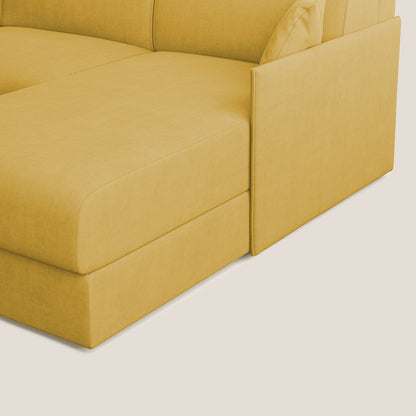 Evans Divano letto angolare con penisola in morbido tessuto impermeabile T02 giallo