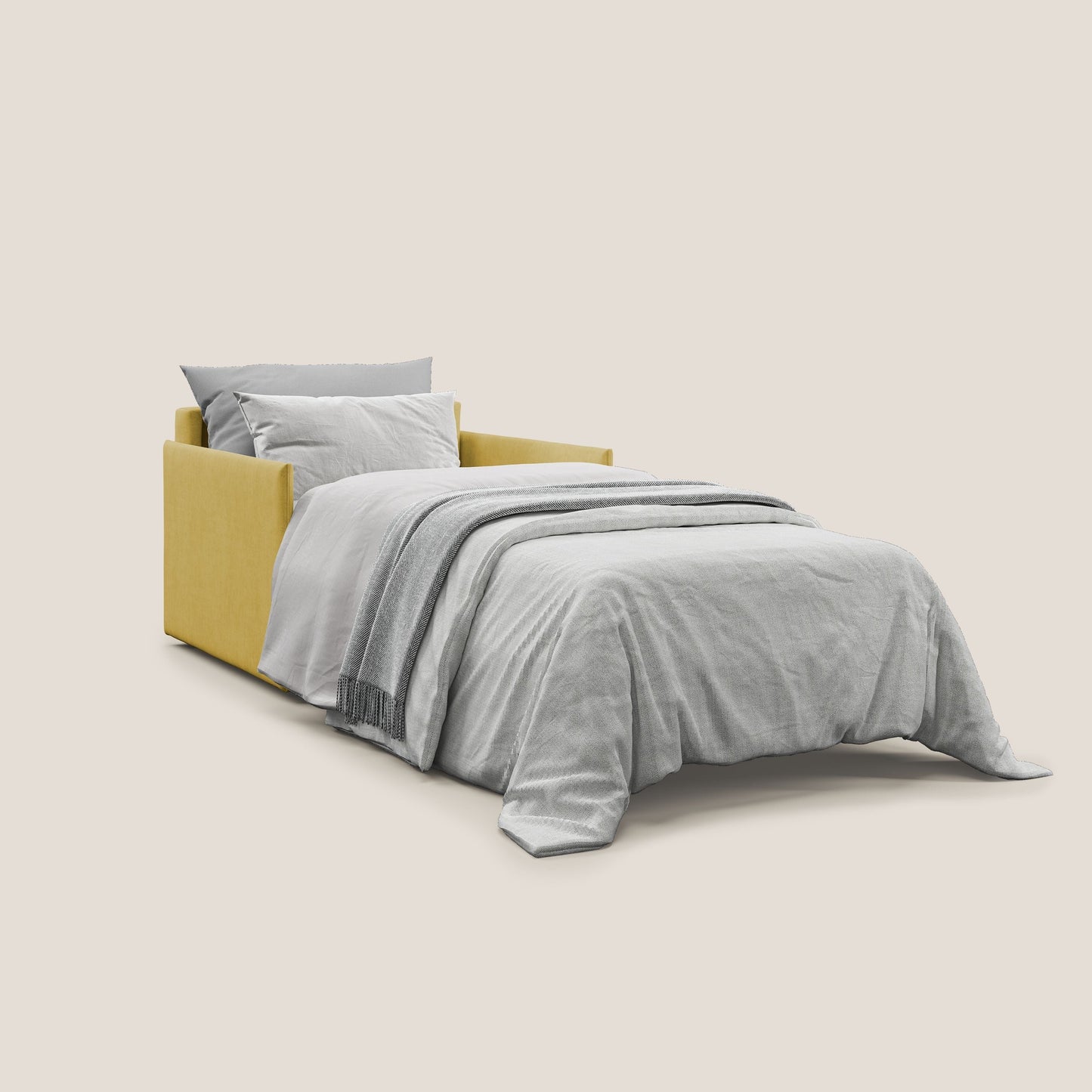 Evans poltrona letto in morbido tessuto impermeabile T02 giallo