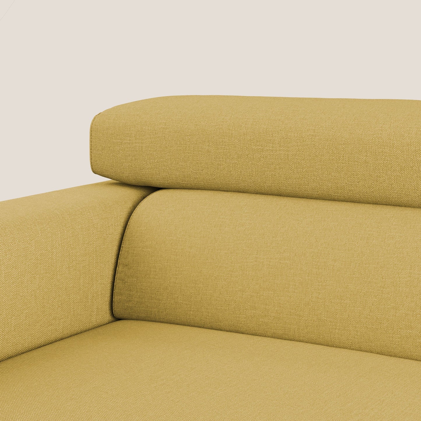 Dylan divano a 3 sedute con pouf estraibile poggiapiedi in tessuto simil cotone impermeabile T13 giallo