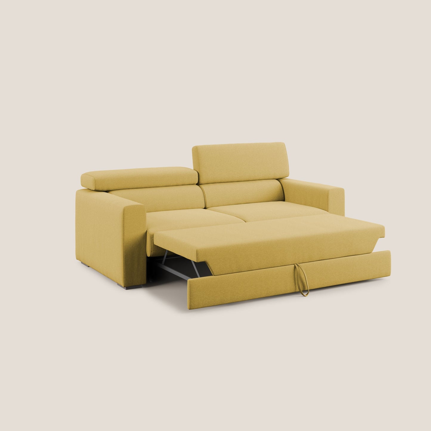 Dylan divano allungabile con pouf estraibile poggiapiedi in tessuto simil cotone impermeabile T13 giallo