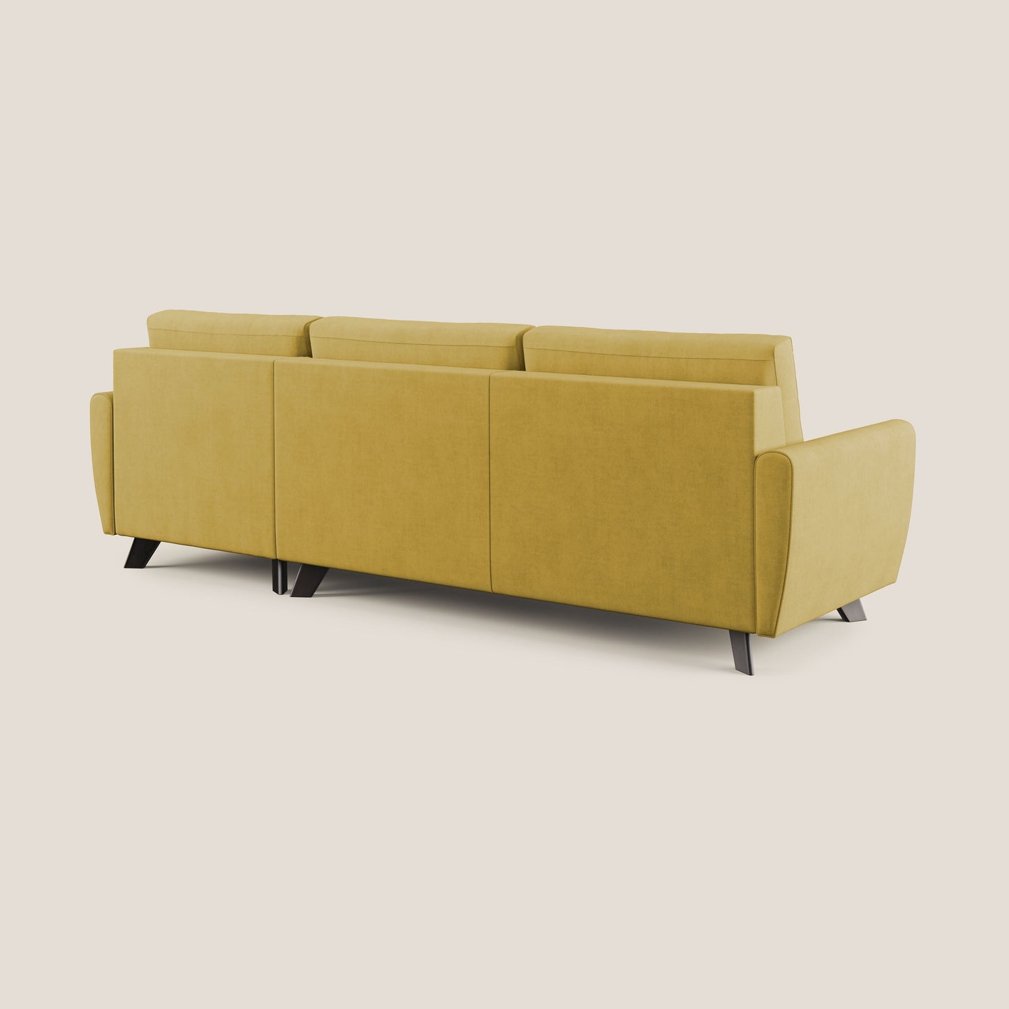 Callisto Divano letto angolare con penisola in tessuto morbido impermeabile T02 giallo