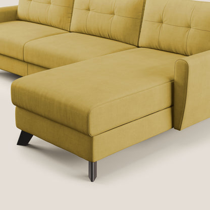 Callisto Divano letto angolare con penisola in tessuto morbido impermeabile T02 giallo
