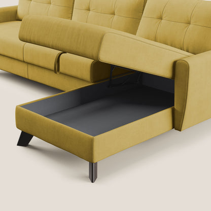 Callisto Divano letto angolare con penisola in tessuto morbido impermeabile T02 giallo