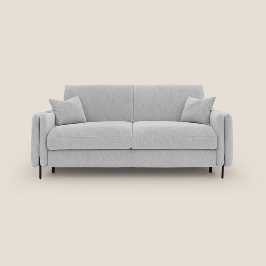 Gregory Divano letto con materasso h18 cm in microfibra effetto velluto impermeabile T09 grigio chiaro 