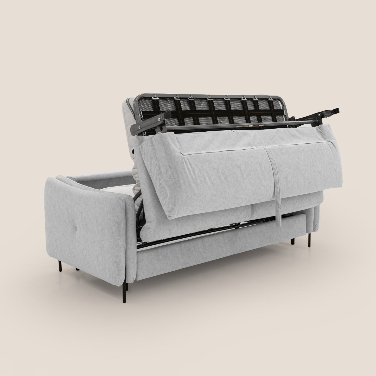 Gregory Divano letto con materasso h18 cm in microfibra effetto velluto impermeabile T09 grigio chiaro 