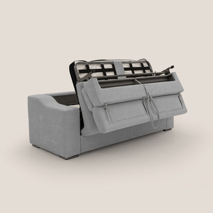 Bomber divano letto matrimoniale con poggiatesta in tessuto impermeabile T14 grigio chiaro 