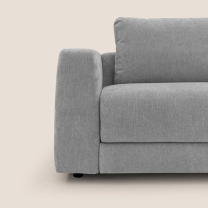 Freia Divano letto minimal materasso h15 cm con morbidi schienali in tessuto impermeabile T14 grigio chiaro