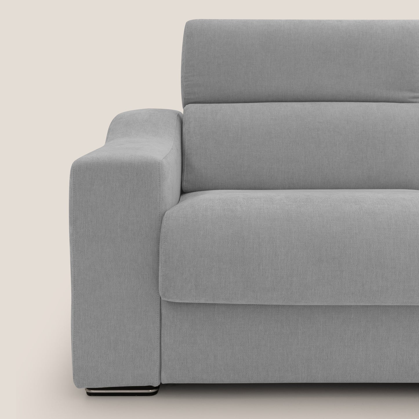 Bomber divano letto matrimoniale con poggiatesta in tessuto impermeabile T14 grigio chiaro 