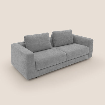 Freia Divano letto minimal materasso h15 cm con morbidi schienali in tessuto impermeabile T14 grigio chiaro