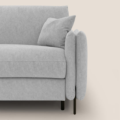 Gregory Divano letto con materasso h18 cm in microfibra effetto velluto impermeabile T09 grigio chiaro 