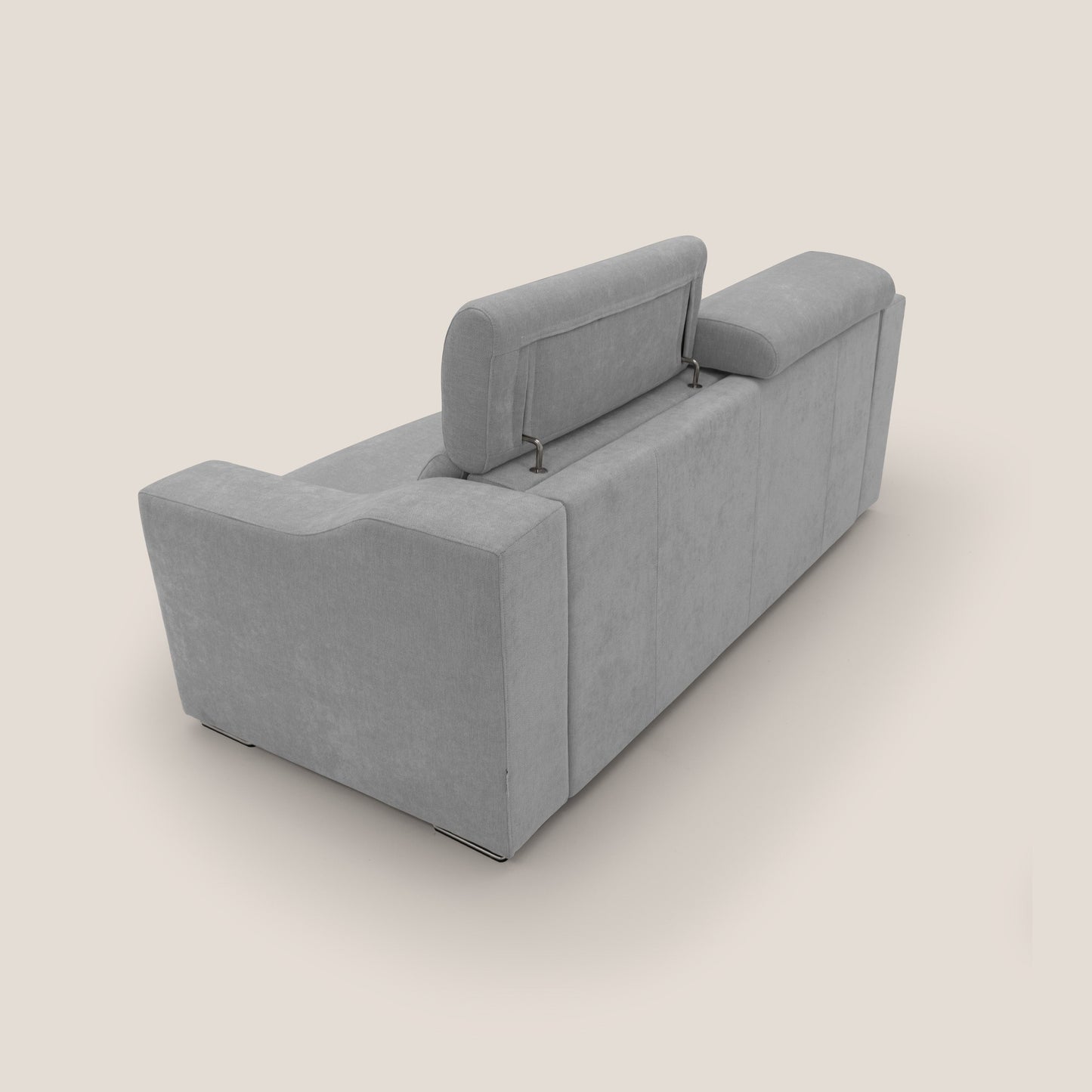 Bomber divano letto matrimoniale con poggiatesta in tessuto impermeabile T14 grigio chiaro 