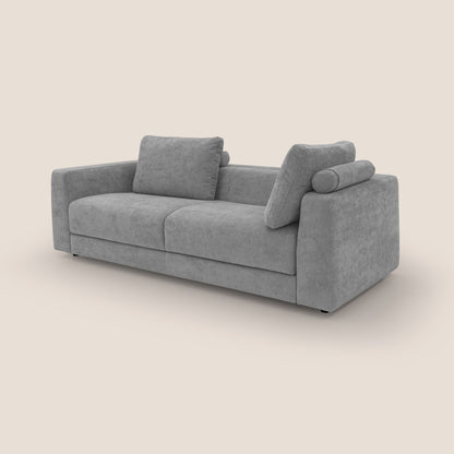 Freia Divano letto minimal materasso h15 cm con morbidi schienali in tessuto impermeabile T14 grigio chiaro