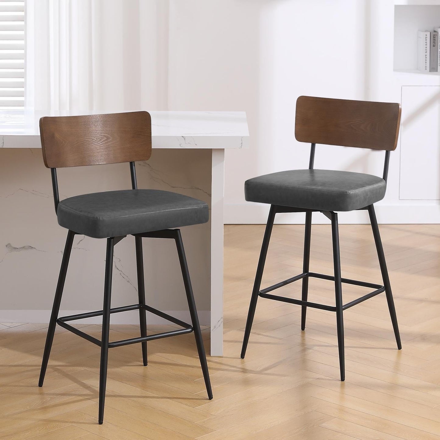 Faux Leather Upholstered Swivel Counter/Bar Stools Set of 2/3/4