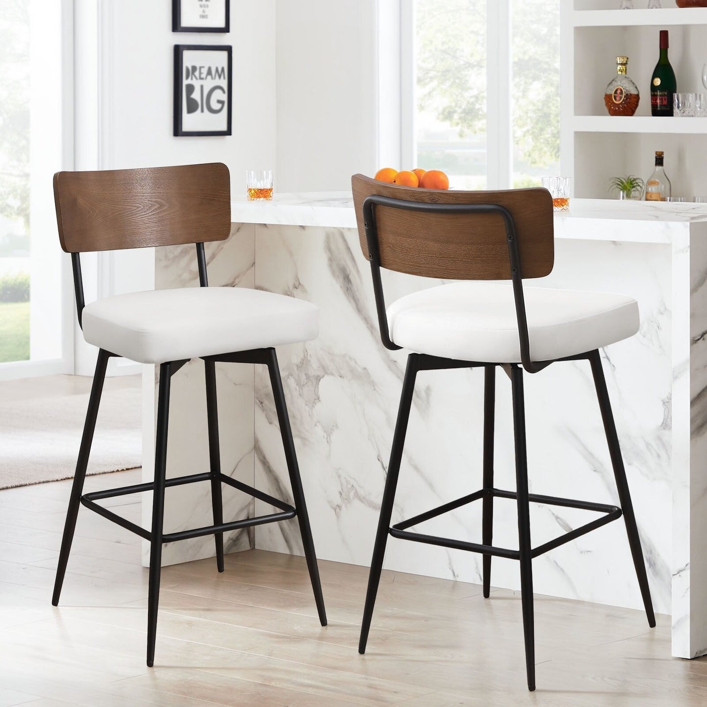 Faux Leather Upholstered Swivel Counter/Bar Stools Set of 2/3/4