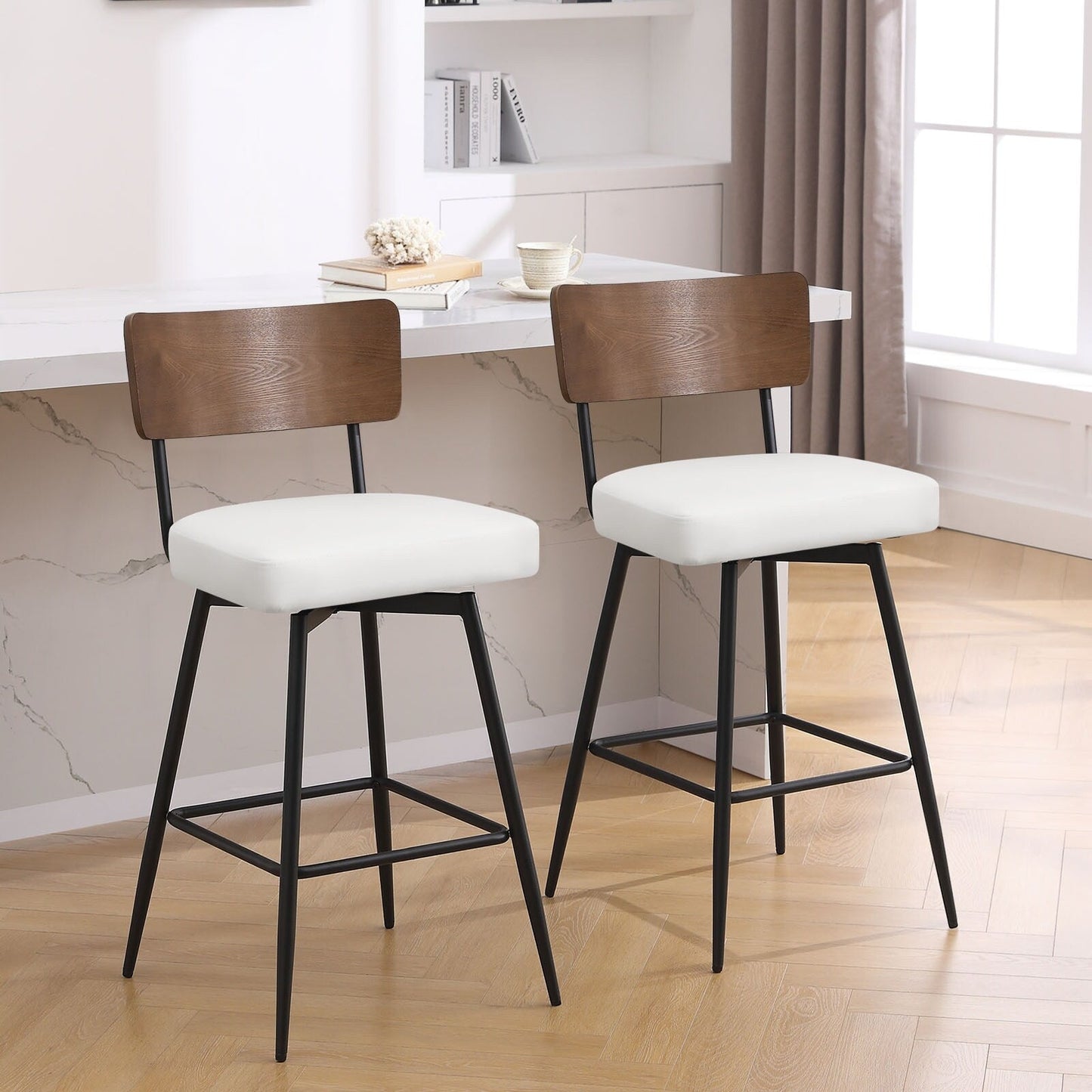 Faux Leather Upholstered Swivel Counter/Bar Stools Set of 2/3/4